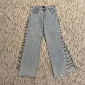 AKIRA COVERED IN DIAMONDS RELAXED JEANS